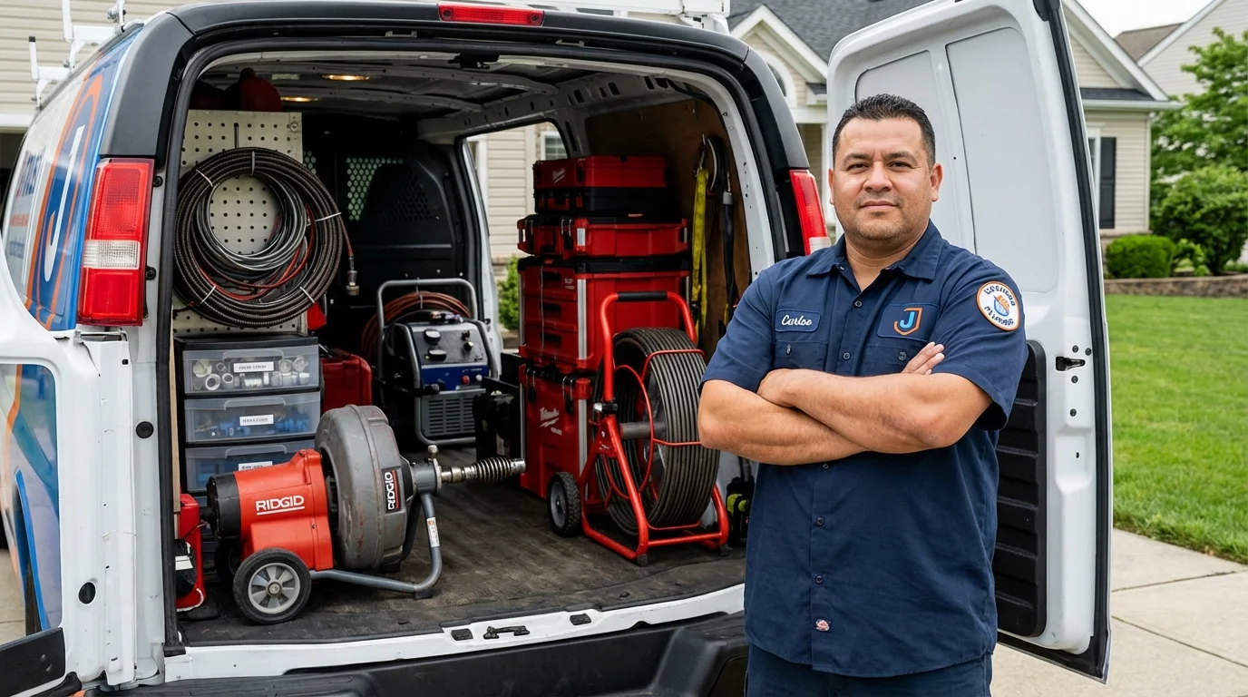 Professional drain cleaning equipment and Johns Plumbing LLC plumber in Paoli