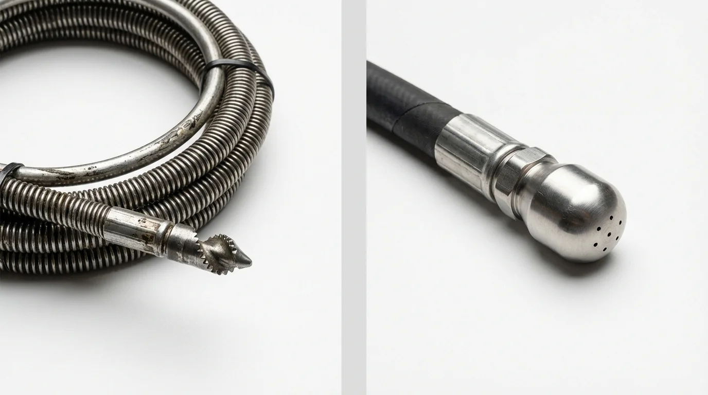 Drain snake cable and hydro jetting nozzle used for drain cleaning in Paoli, PA